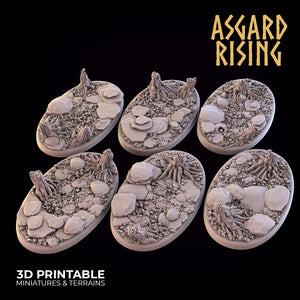 3D Printed Asgard Rising Roadside Oval Base Set 75x42mm  - 32mm D&D - Charming Terrain