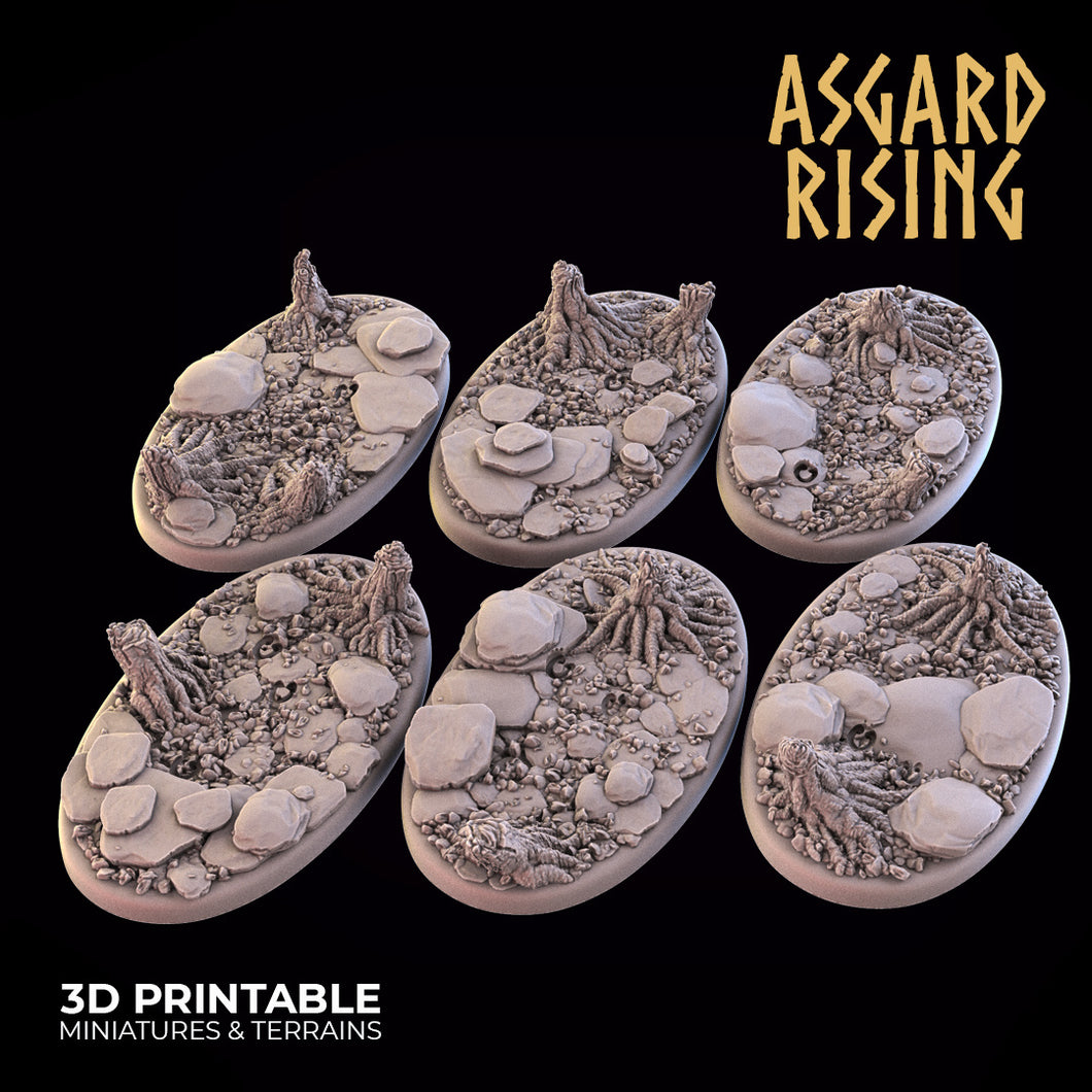 3D Printed Asgard Rising Roadside Oval Base Set 75x42mm  - 32mm D&D - Charming Terrain