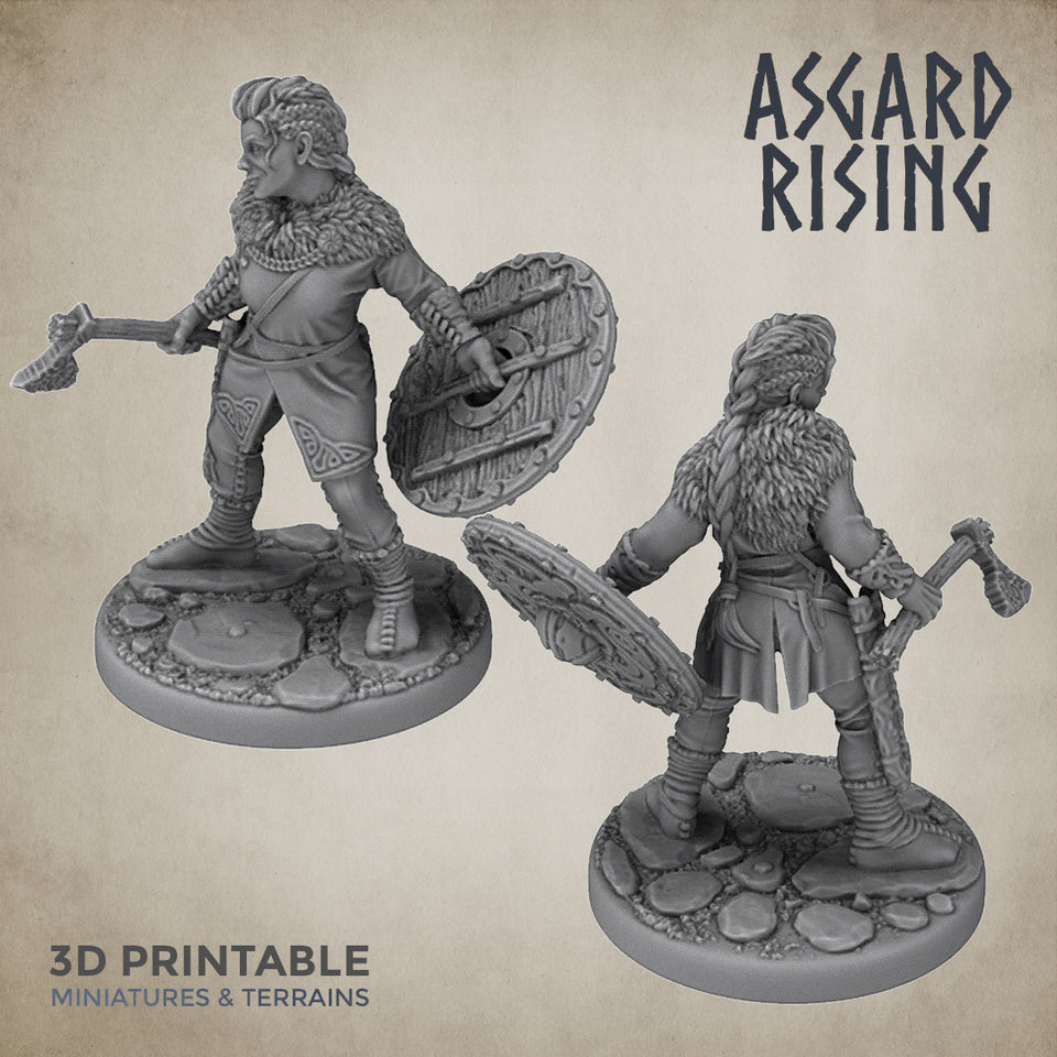 3D Printed Asgard Rising Shield Maiden #2 28mm-32mm Ragnarok D&D - Charming Terrain