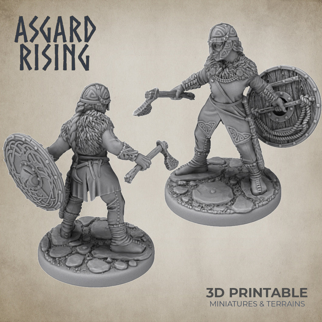 3D Printed Asgard Rising Shield Maiden #3 28mm-32mm Ragnarok D&D - Charming Terrain