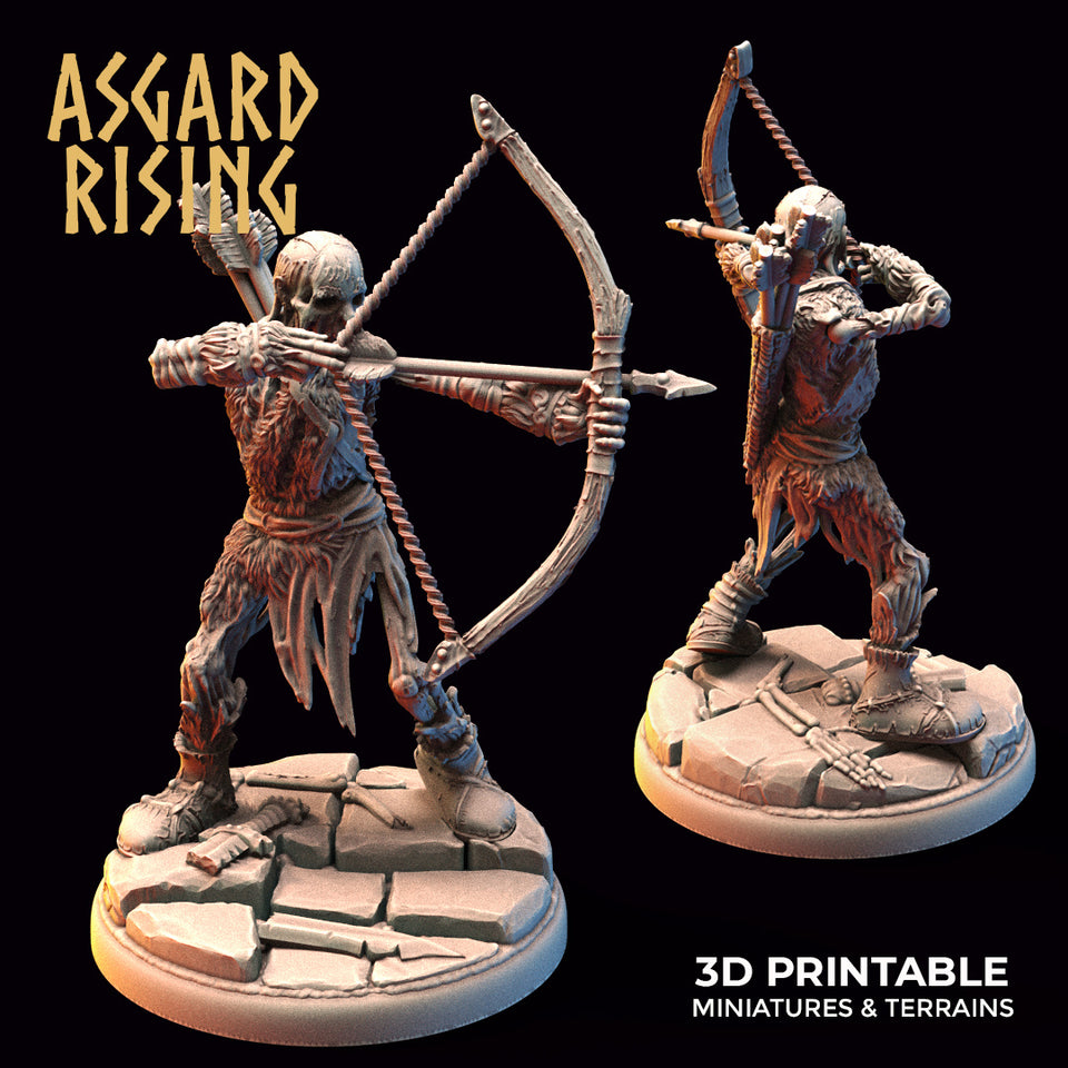 3D Printed Asgard Rising Draugr - Undead Skeleton Archers Set 28mm - 32mm