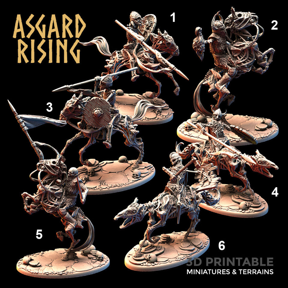 3D Printed Asgard Rising Draugr - Undead Skeleton Riders Set 28mm - 32mm