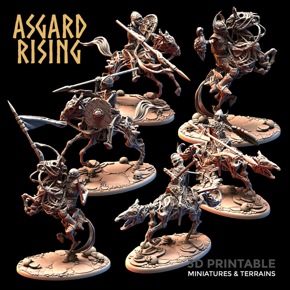 3D Printed Asgard Rising Draugr - Undead Skeleton Riders Set 28mm - 32mm