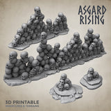 3D Printed Asgard Rising Skull Head Wall Marker Set 28mm-32mm Ragnarok D&D