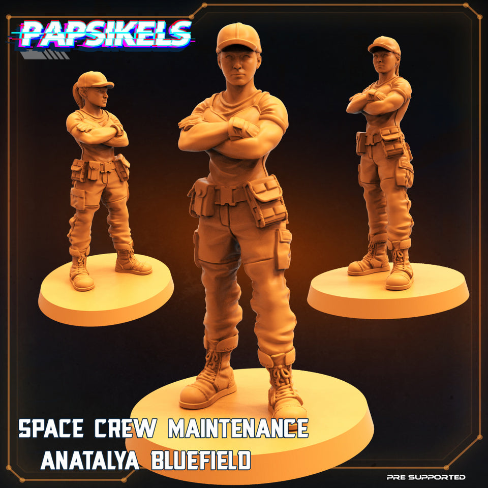 3D Printed Papsikels Cyberpunk Sci-Fi Space Crew Maintenance Anatalya Bluefield - 28mm 32mm