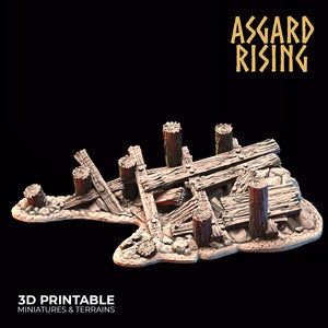 3D Printed Asgard Rising Wooden Ruined Pier 28mm - 32mm Ragnarok D&D