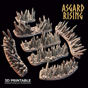 3D Printed Asgard Rising Spiked Fences Set 28mm - 32mm Ragnarok D&D