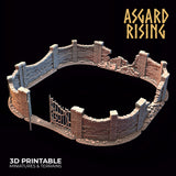 3D Printed Asgard Rising Cemetery Stone Wall Gate Set A 28mm-32mm Ragnarok D&D