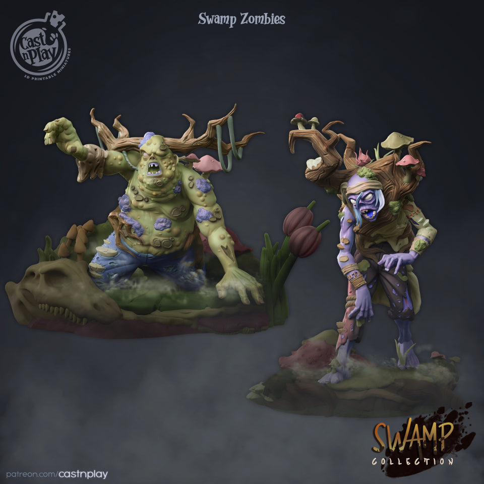 3D Printed Cast n Play Swamp Zombies Swamp Collection 28mm 32mm D&D