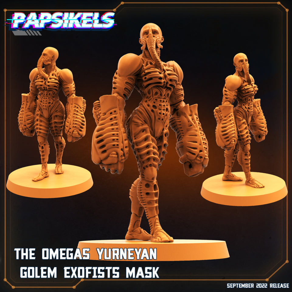 3D Printed Papsikels Cyberpunk Sci-Fi The Omegas - Yurneyan Golem Exofist Mask - 28mm 32mm