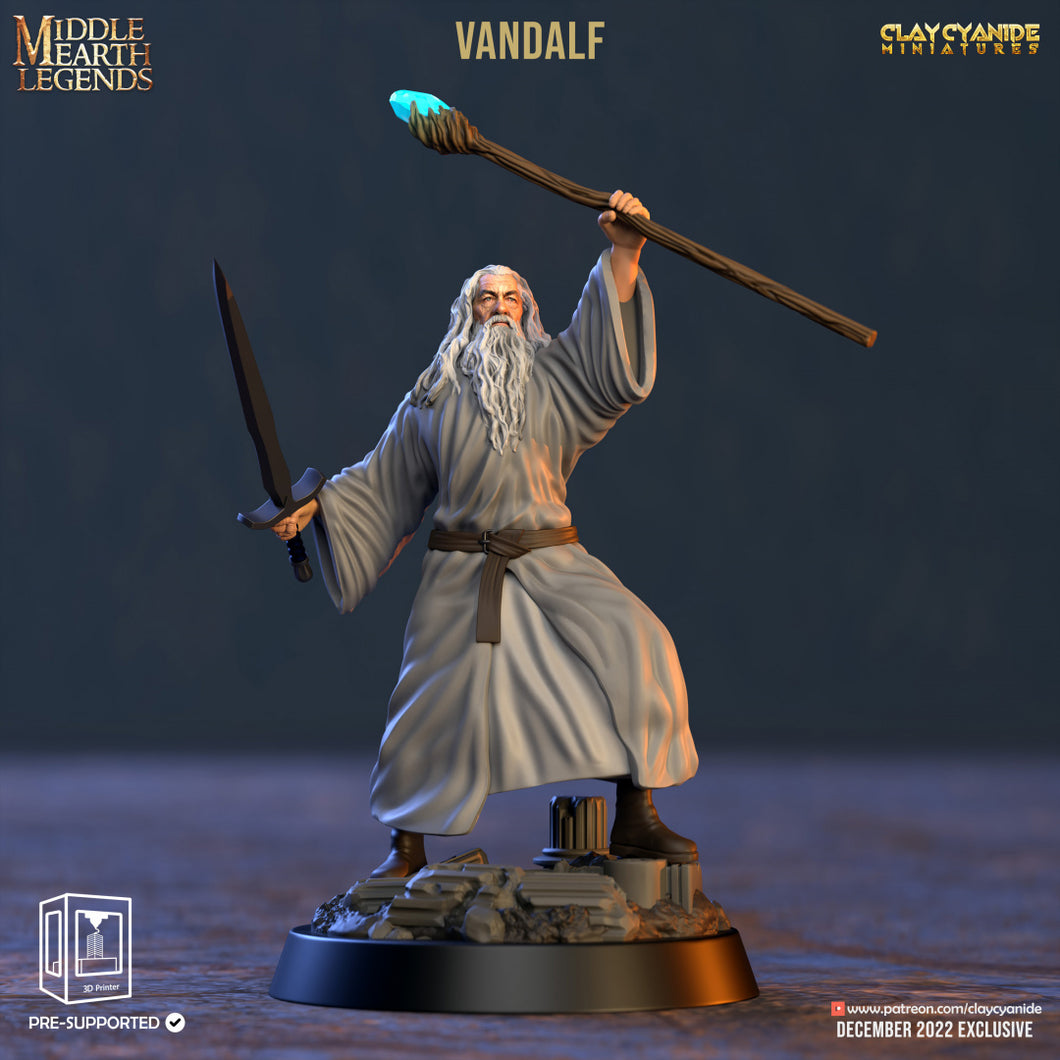 3D Printed Clay Vandalf Middle Earth Legends 28 32 mm D&D