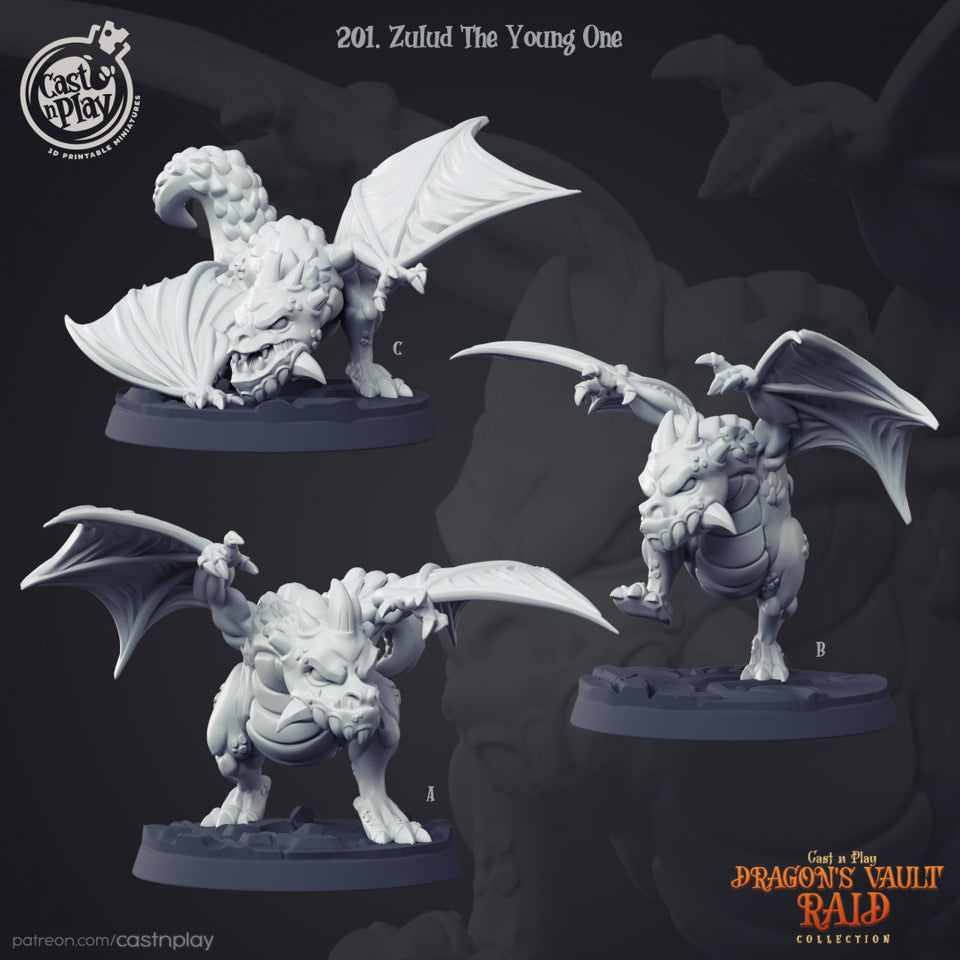 3D Printed Cast n Play Zulud the Young One Baby Dragon 28 32mm D&D