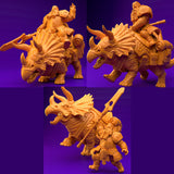 3D Printed Dwarf’s Army Nafarrate - Dwarf Triceratops Rider Set 28mm 32mm Ragnarok D&D